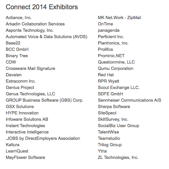IBM Connect 2014 Product Showcase Exhibitors